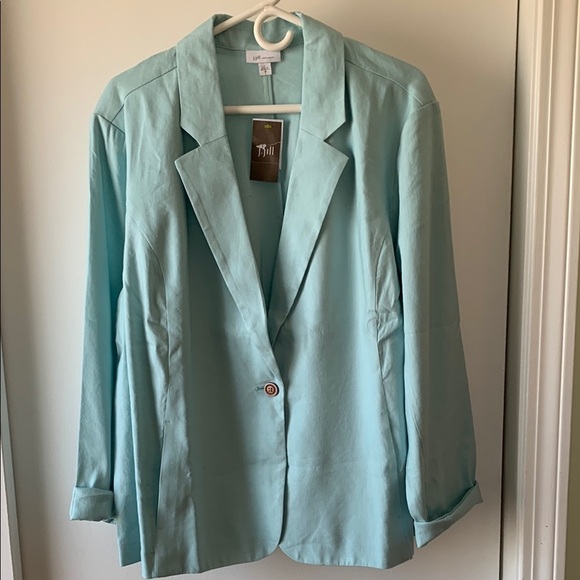 J Jill Love Linen Sea Glass Linen Blend Blazer 2X - Picture 1 of 8